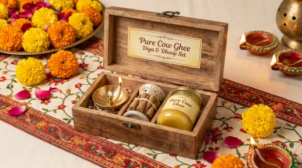 Pure Cow Ghee Diya & Dhoop Set